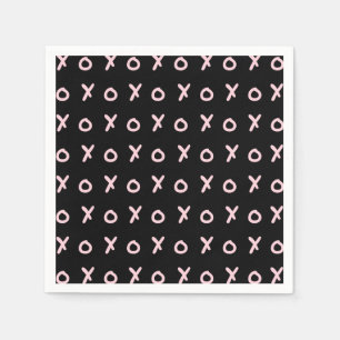 Zwart en Baby roze X O XO XO's Trendy Cute Servet