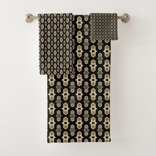 Zwart en Beige 201 Bad Handdoek (Insitu)
