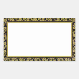 Zwart en Beige Bloemen Lijst Stijl Rechthoekige Sticker