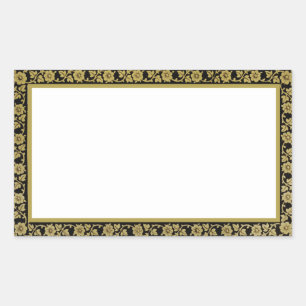 Zwart en Beige Bloemen Lijst  Stijl Rechthoekige Sticker