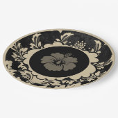 Zwart en beige bloemig formeel trouwpapier bord (Gekanteld)