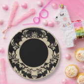 Zwart en beige bloemig formeel trouwpapier bord (Feest)