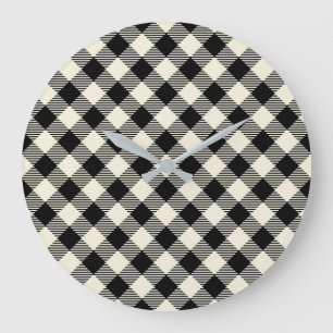 Zwart en beige diagonale geruite plaid patroon grote klok
