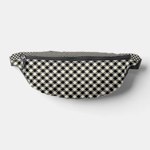 Zwart en beige diagonale geruite plaid patroon heuptasje