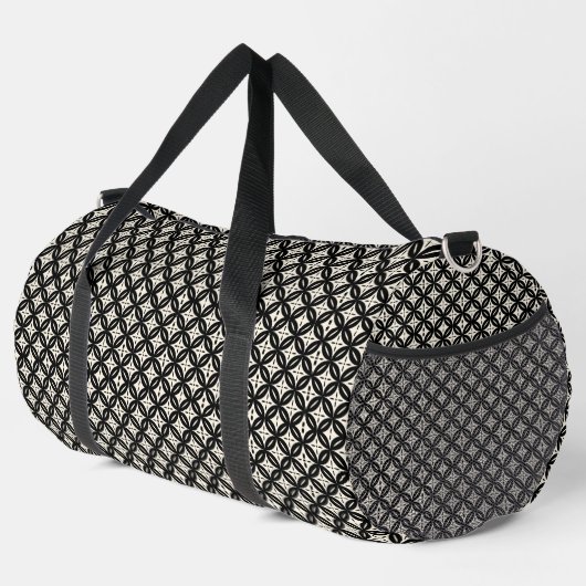 Zwart en beige klein plunjezak (Rechterhoek)