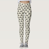 Zwart en beige leggings (Voorkant)