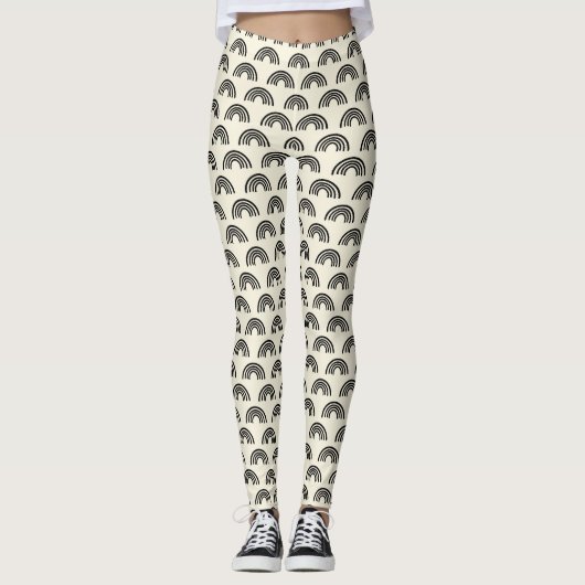 Zwart en beige leggings (Voorkant)