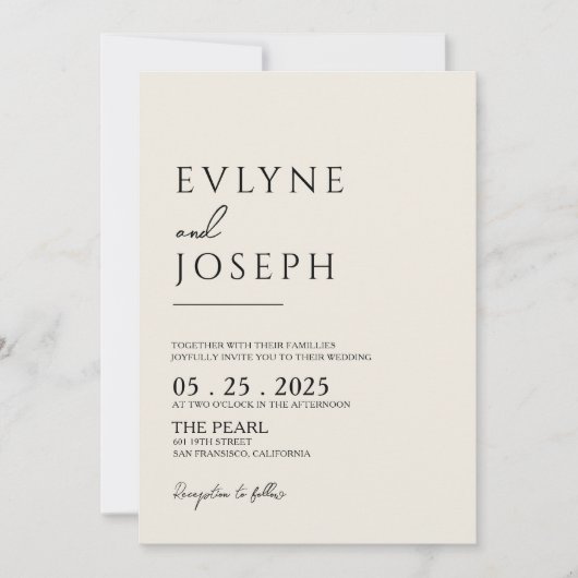 Zwart en beige minimalistische Boho Neutral Weddin Kaart (Voorkant)
