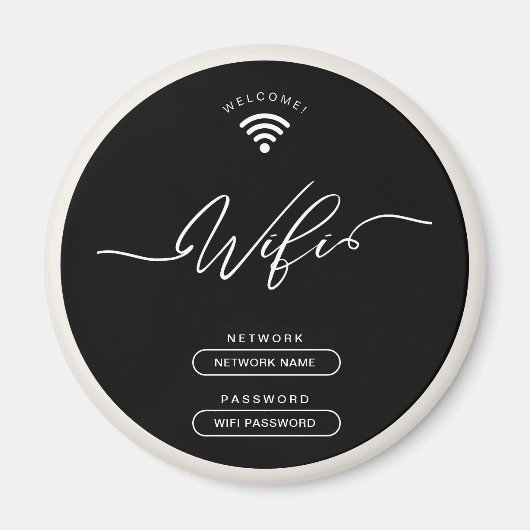 Zwart en Beige Minimalistische Eenvoudige Wifi Zon Magneet (Voorkant)