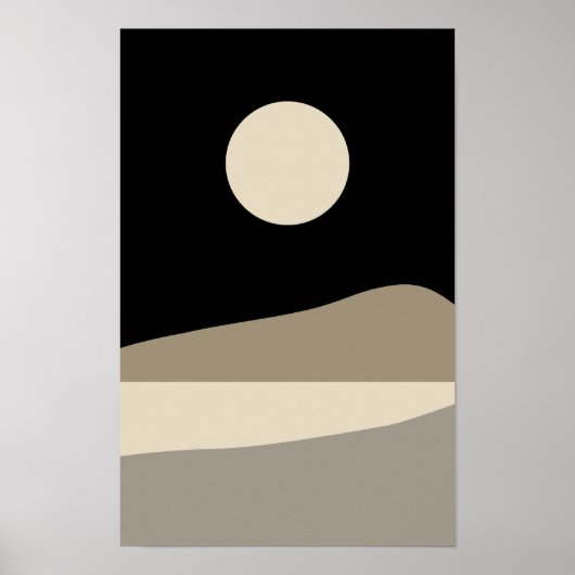 Zwart en Beige Minimalistische Landschapskunst Pri Poster (Voorkant)