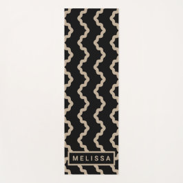 Zwart En Beige Modern Minimaal Golflijnen En Naam Yogamat