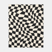 Zwart en beige psychedelische geruite groovy grid fleece deken (Voorkant)