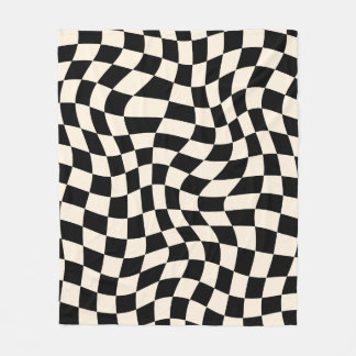 Zwart en beige psychedelische geruite groovy grid fleece deken