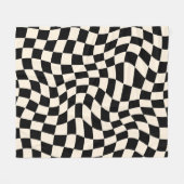 Zwart en beige psychedelische geruite groovy grid fleece deken (Voorkant (Horizontaal))