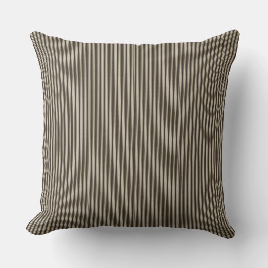 Zwart en beige streepstreep kussen (Voorkant)