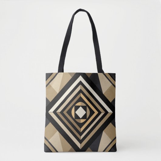Zwart en beige tote bag (Voorkant)