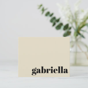 Zwart en beige vetgedrukte typografie gepersonalis notitiekaartje