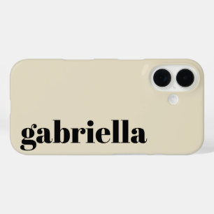 Zwart en Beige Vette Typografie Gepersonaliseerde iPhone 16 Hoesje