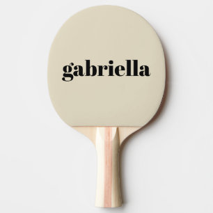 Zwart en Beige Vette Typografie Gepersonaliseerde Tafeltennisbatje
