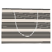 Zwart en beige vijf strips groot cadeauzakje (Achterkant)