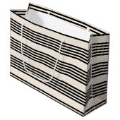 Zwart en beige vijf strips groot cadeauzakje (Voorkant Gekanteld)