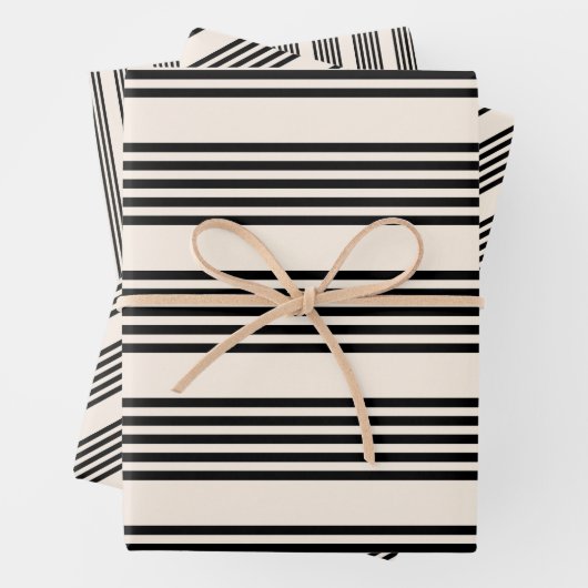 Zwart en beige vijf strips inpakpapier vel (In situ)
