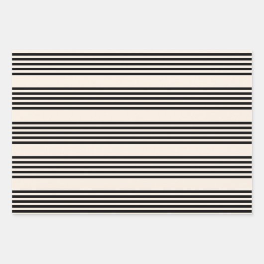 Zwart en beige vijf strips inpakpapier vel (Voorkant)