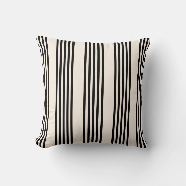 Zwart en beige vijf strips kussen (Voorkant)