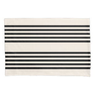 Zwart en beige vijf strips kussensloop