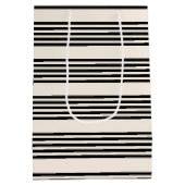 Zwart en beige vijf strips medium cadeauzakje (Achterkant)