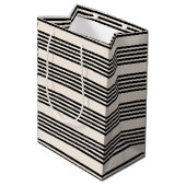 Zwart en beige vijf strips medium cadeauzakje (Achterkant Gekanteld)