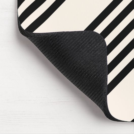 Zwart en beige vijf strips muismat (Hoek)