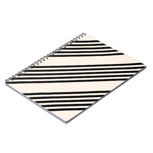 Zwart en beige vijf strips notitieboek (Linkerzijde)