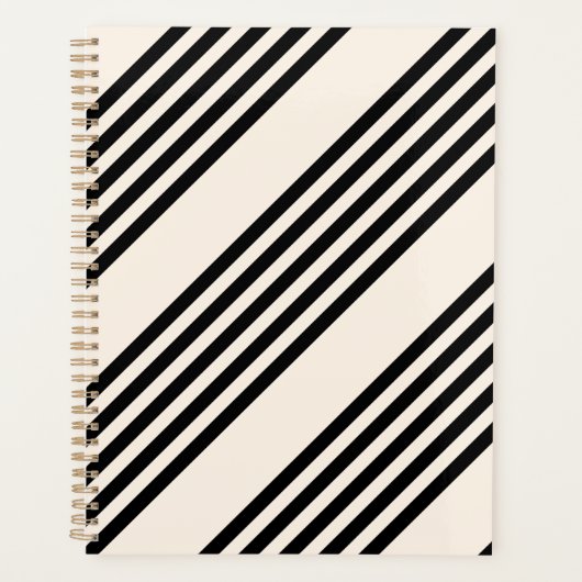 Zwart en beige vijf strips planner (Voorkant)
