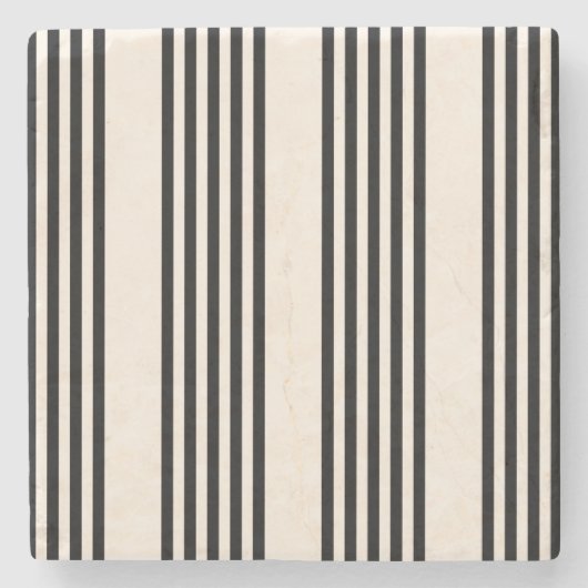Zwart en beige vijf strips stenen onderzetter (Voorkant)