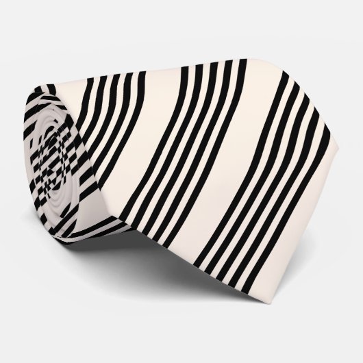 Zwart en beige vijf strips stropdas (Opgerold)