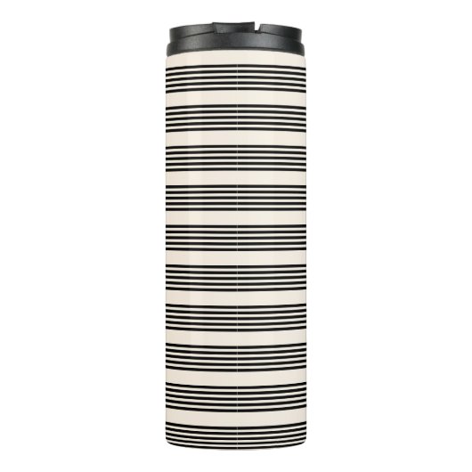 Zwart en beige vijf strips thermosbeker (Achterkant)