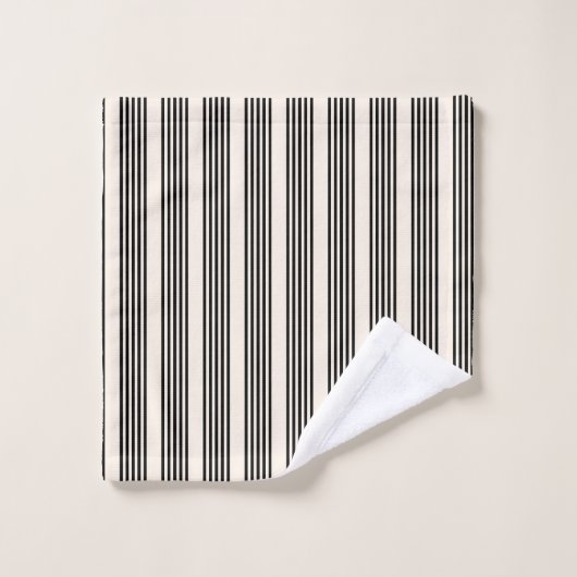 Zwart en beige vijf strips washandje (Wasdoekje)