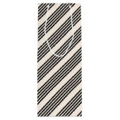 Zwart en beige vijf strips wijn cadeautas (Achterkant)