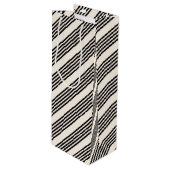 Zwart en beige vijf strips wijn cadeautas (Voorkant Gekanteld)