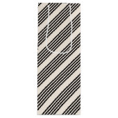 Zwart en beige vijf strips wijn cadeautas (Voorkant)