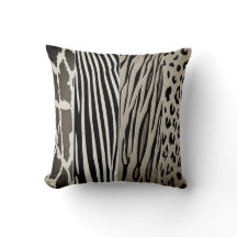 Zwart en beige Zebra Stripe Pillow, gedrukt