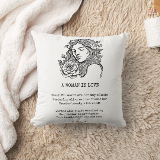 Zwart en blanke vrouw met rozenquote kussen (Deken)