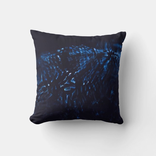 Zwart en blauw abstract schilderij kussen (Voorkant)