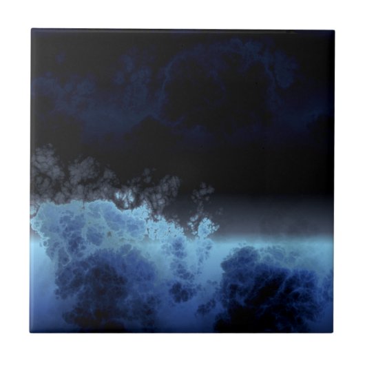 Zwart en blauw abstract tegeltje (Voorkant)