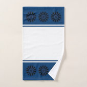 Zwart en Blauw Abstracte Bloem Bad Handdoek (Handdoek)