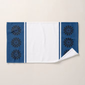 Zwart en Blauw Abstracte Bloem Bad Handdoek (Handdoek)