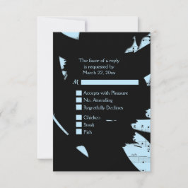 Zwart en Blauw Abstracte Muziek RSVP met Menu Keuz