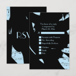 Zwart en Blauw Abstracte Muziek RSVP met Menu Keuz