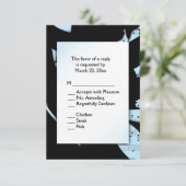 Zwart en Blauw Abstracte Muziek RSVP met Menu Keuz (Staand voorkant)